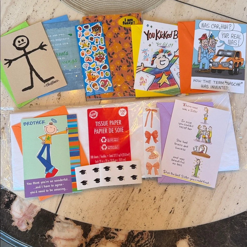 New 100 Sheets White Tissue Paper with Velvet Notebook, Stickers & 6 x Cards